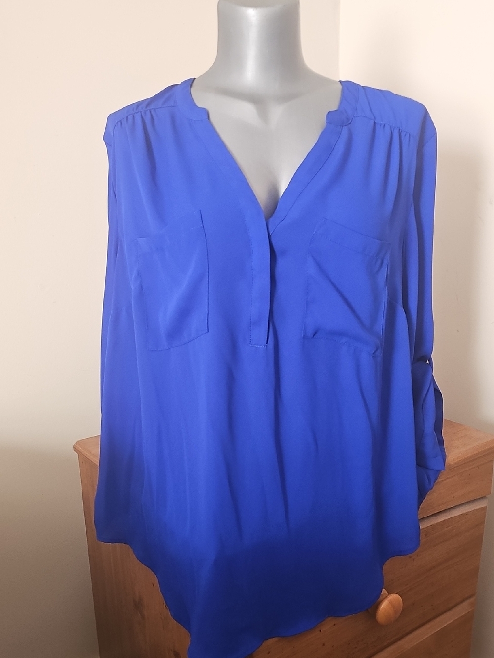 torrid Royal Blue Split-Neck V-Neck Blouse